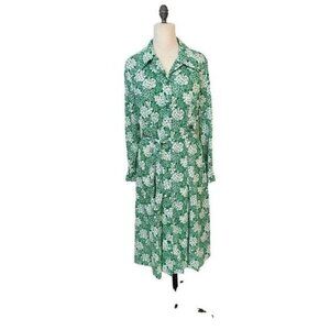 Vintage Serbin by Muriel Ryan Green White Florida Dress 16 Fits today 10 12